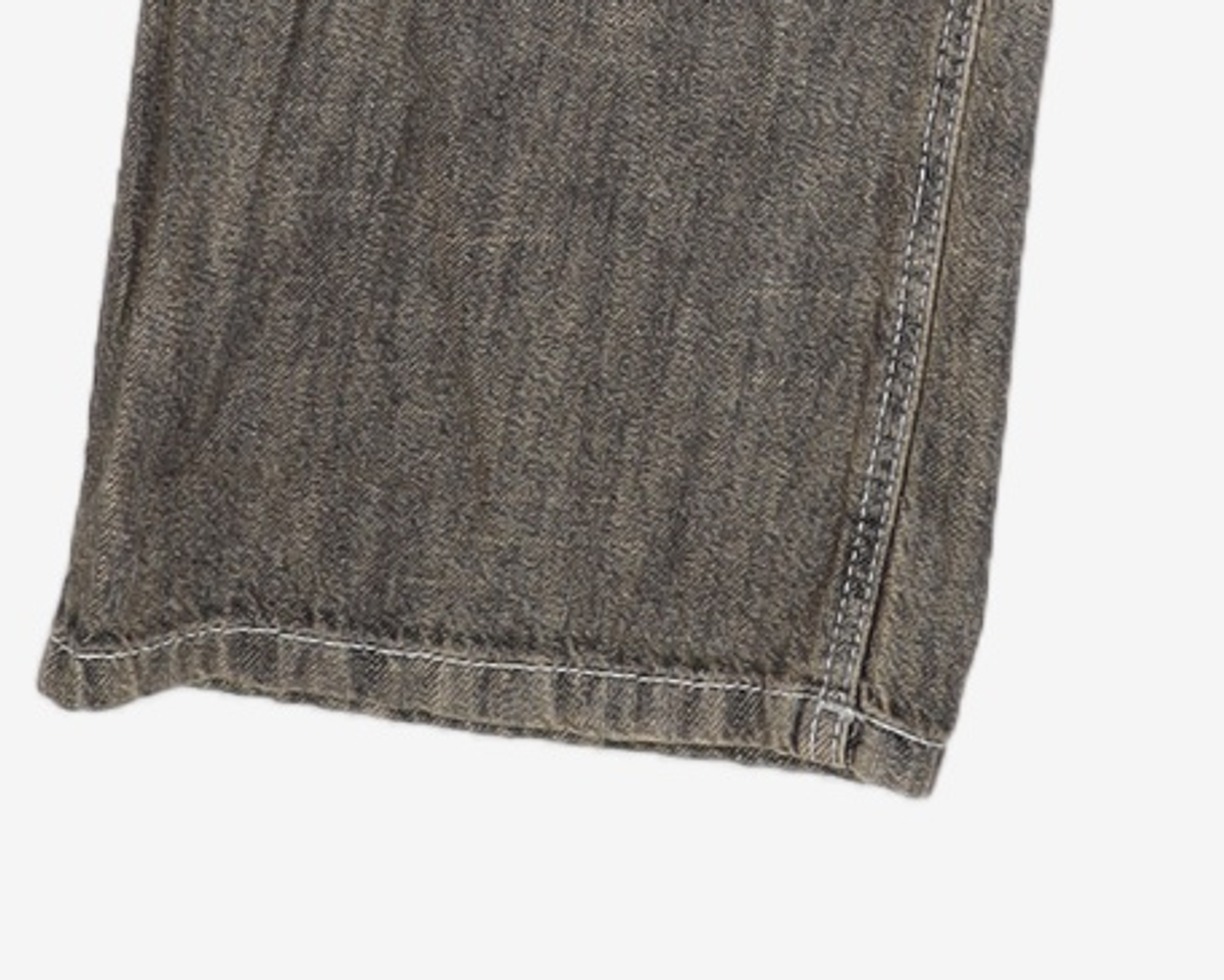 데케트(DECET) [린넨라이크]Linen Like Mid Rise Wide Jeans DCPT039RustGreen 28