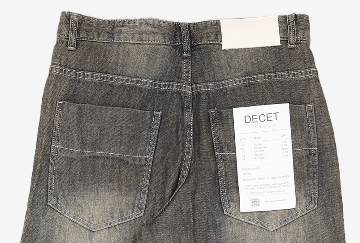 데케트(DECET) [린넨라이크]Linen Like Mid Rise Wide Jeans DCPT039RustGreen 28