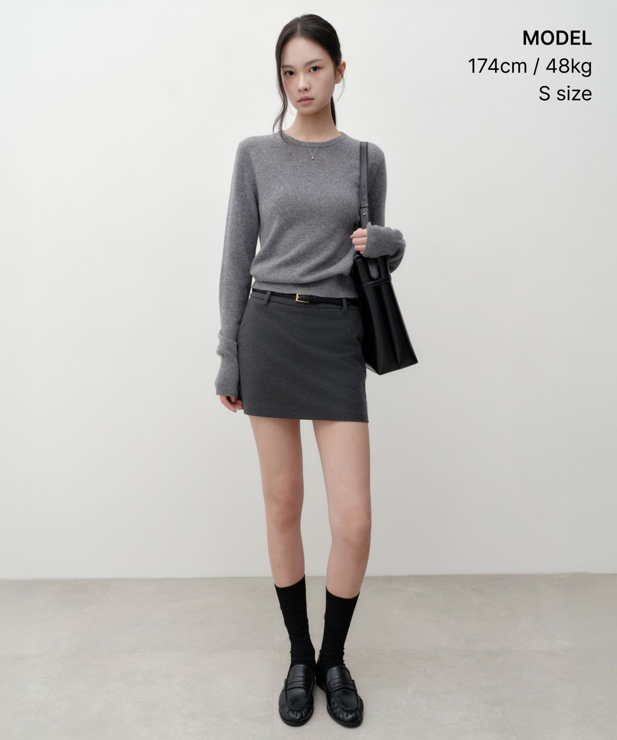 무신사 스탠다드 우먼(MUSINSA STANDARD WOMAN) 우먼즈 브러쉬드 미니 스커트 [미디엄 그레이]