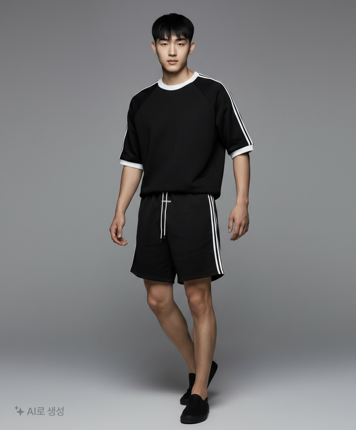 본투윈(BORN TO WIN) TRACK LINE BORNTOWIN HALF PANTS LONG VER [BLACK]