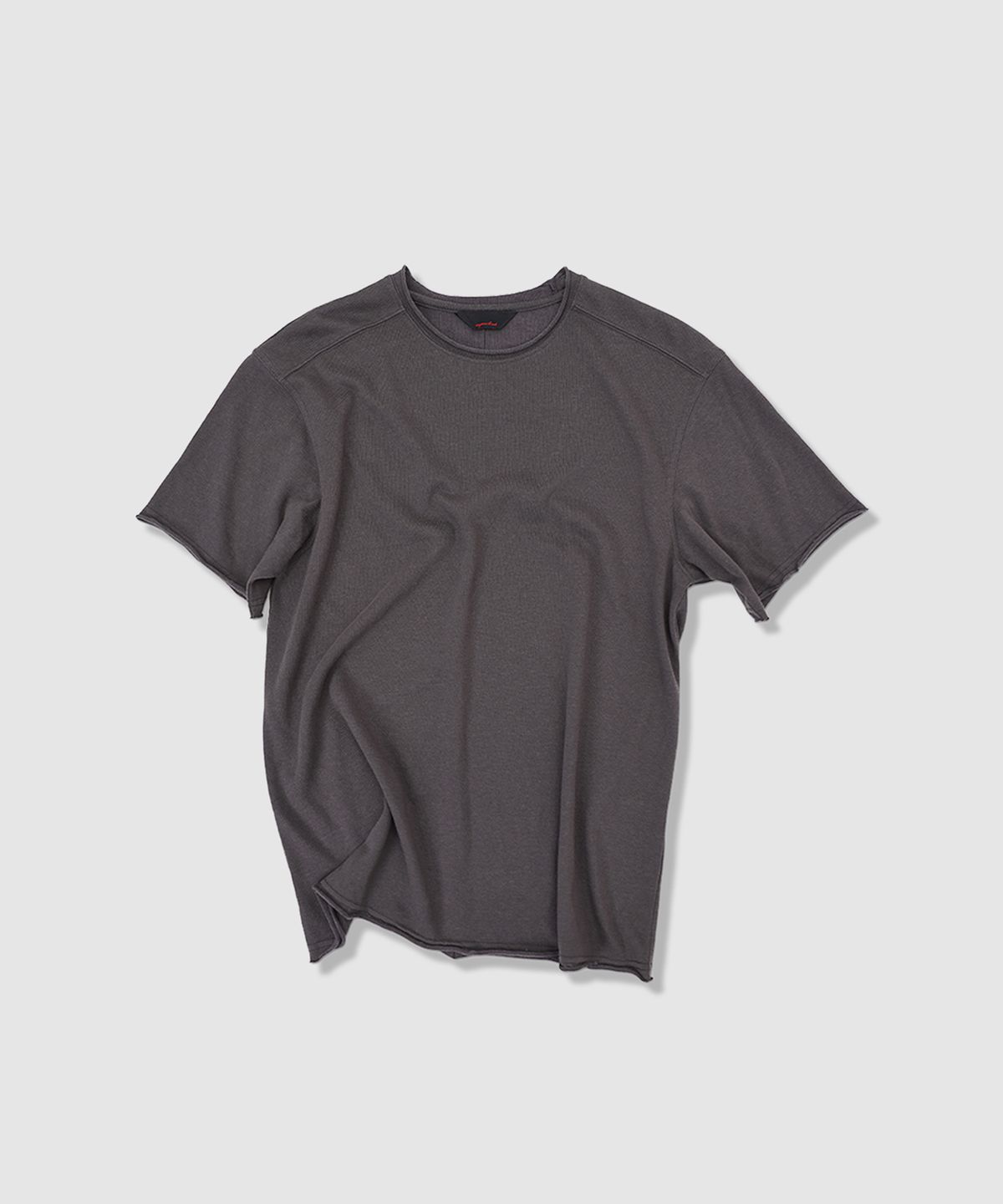 애니타임로릭(ANYTIME LOREAK) YUCCA RAW-EDGE HALF KNIT - CHARCOAL