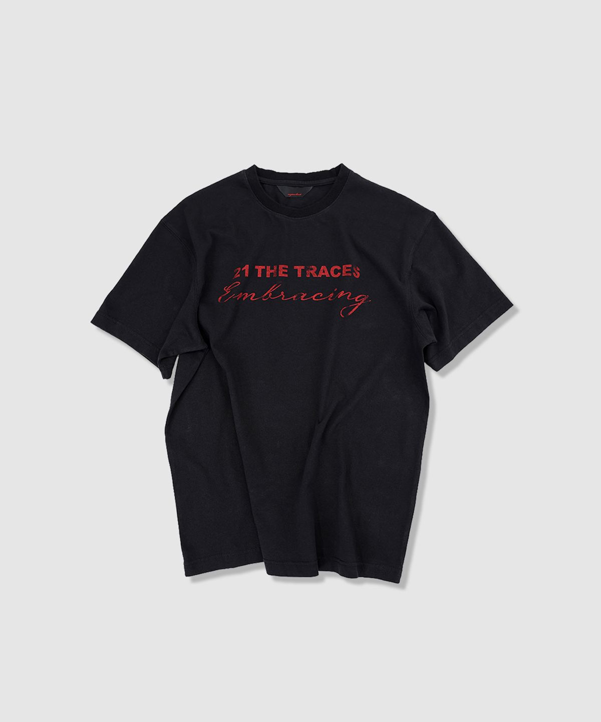 애니타임로릭(ANYTIME LOREAK) TRACE WASHED HALF T-SHIRT - BLACK