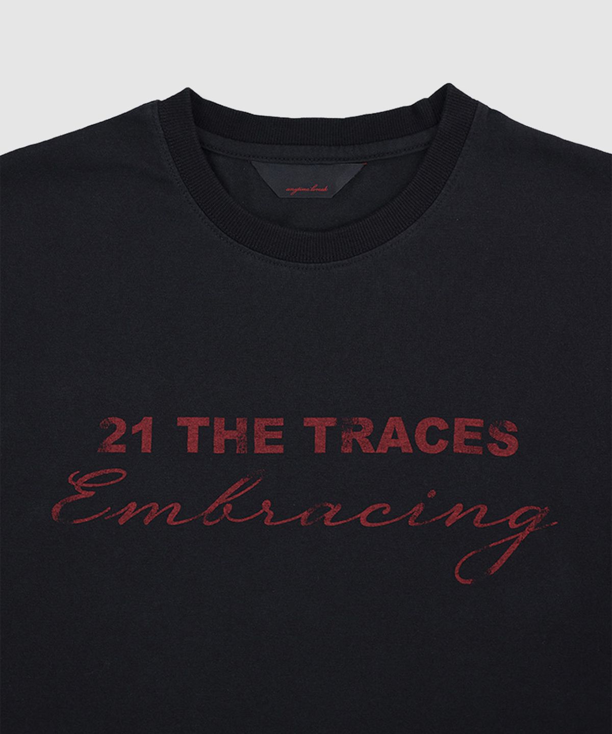 애니타임로릭(ANYTIME LOREAK) TRACE WASHED HALF T-SHIRT - BLACK