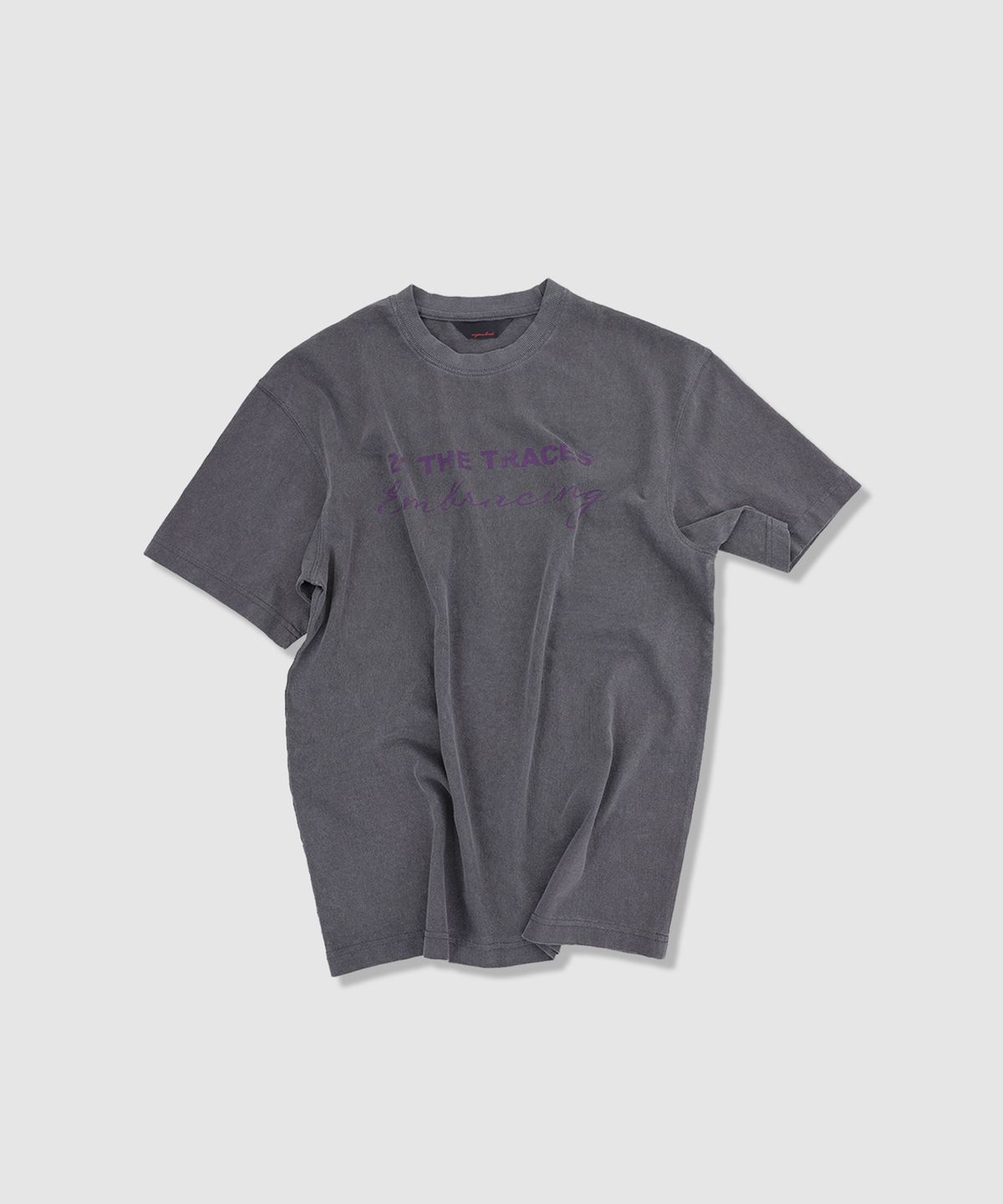 애니타임로릭(ANYTIME LOREAK) TRACE WASHED HALF T-SHIRT - CHARCOAL