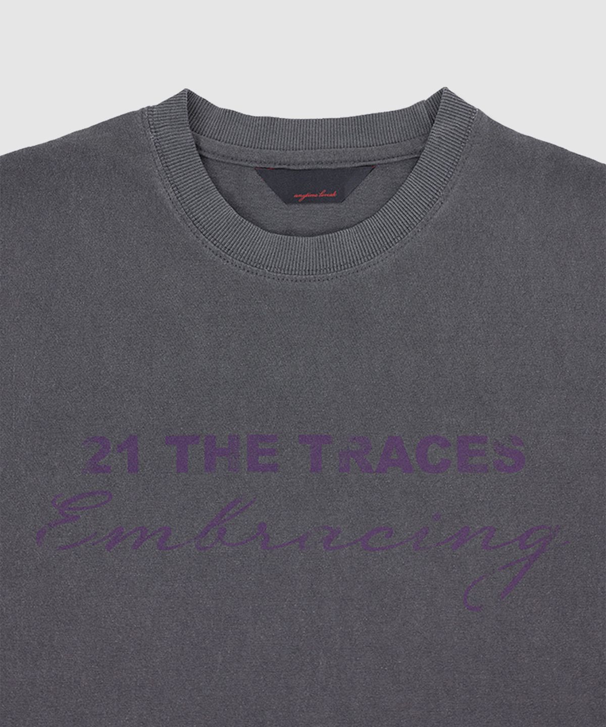 애니타임로릭(ANYTIME LOREAK) TRACE WASHED HALF T-SHIRT - CHARCOAL