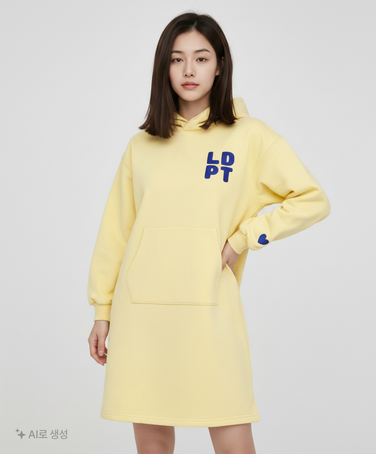 리틀뎁(LITTLE DEPT) LDPT 기모 후드 원피스 Yellow S