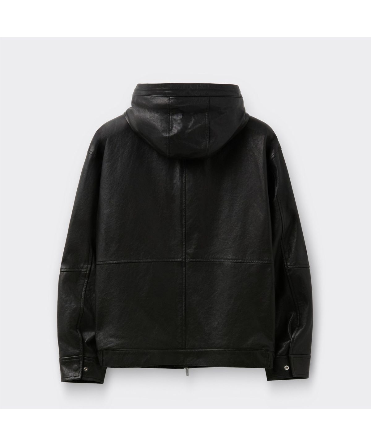 커스텀멜로우(CUSTOMELLOW) Black Leather Hood Jacket CWUDA26511BKX