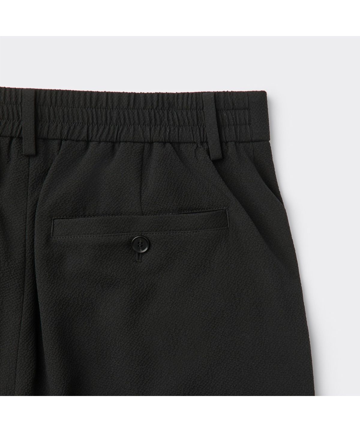 커스텀멜로우(CUSTOMELLOW) Black Loose Fit Seersucker Pants CWPAM26324BKX