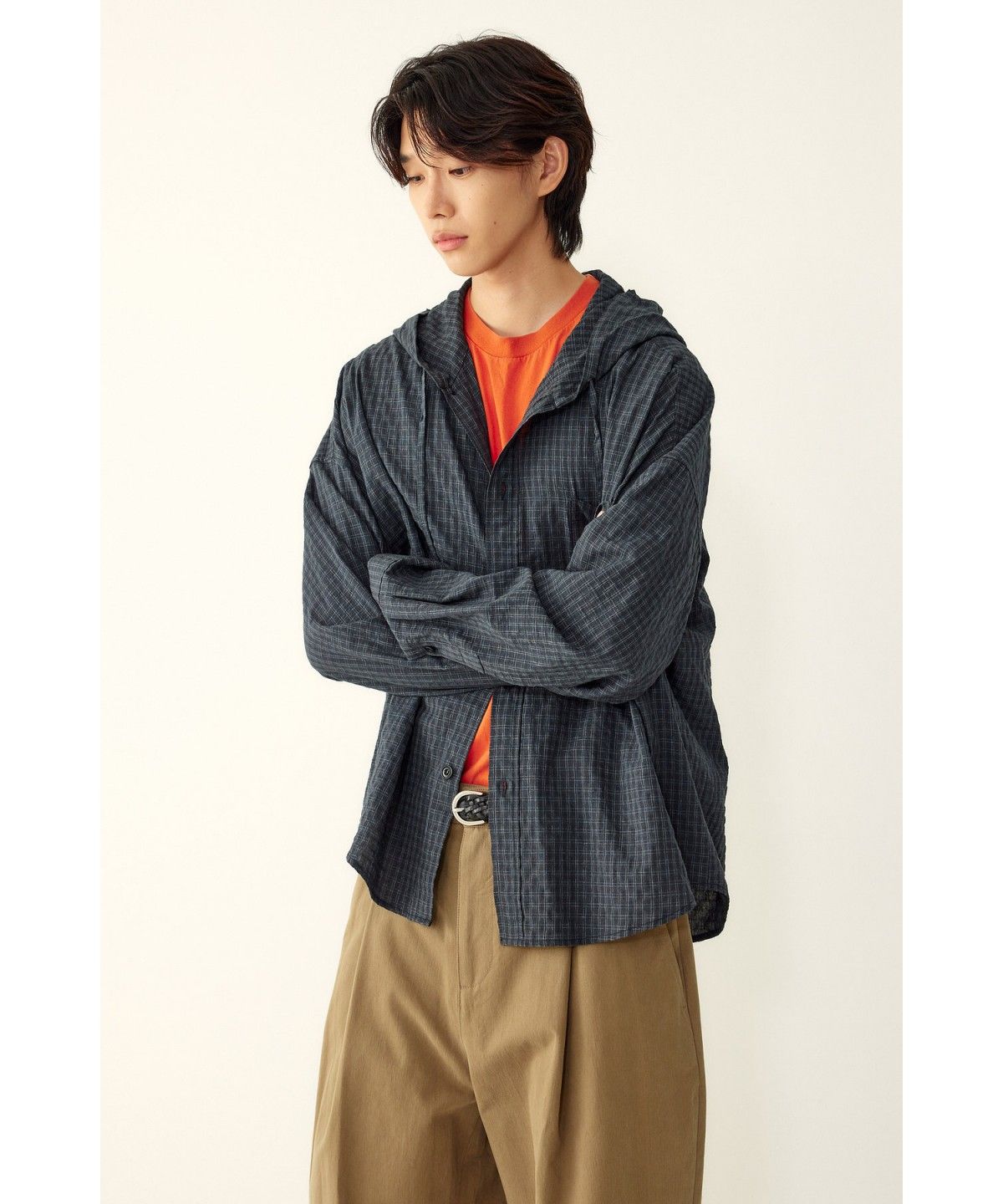 스튜디오 톰보이(STUDIO TOMBOY) [MEN] 후디 스몰 체크 셔츠 _블랙_9156321319