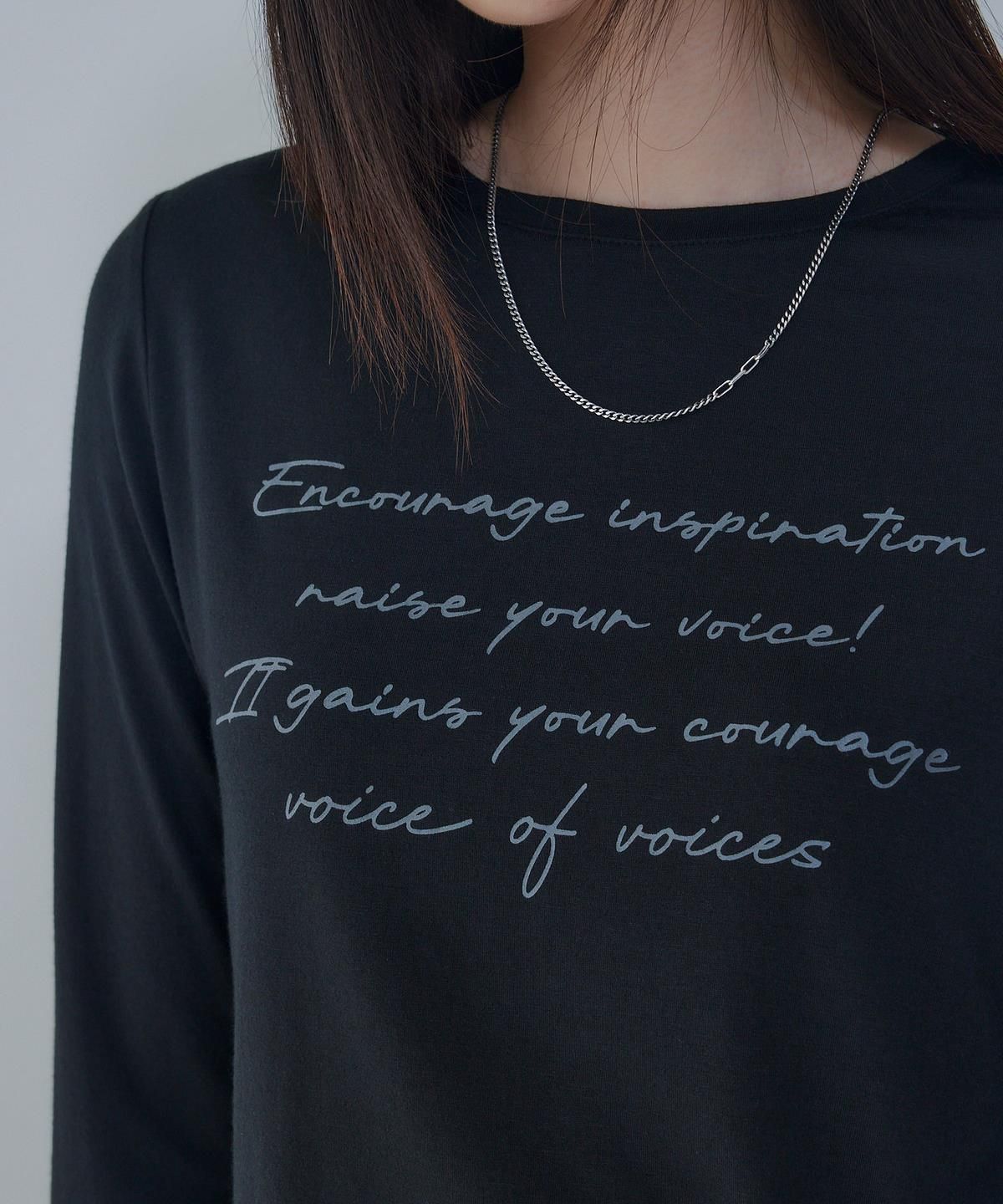 보브(VOICE OF VOICES) 레터링 프린트 롱 슬리브 티셔츠 _블랙_7156340001