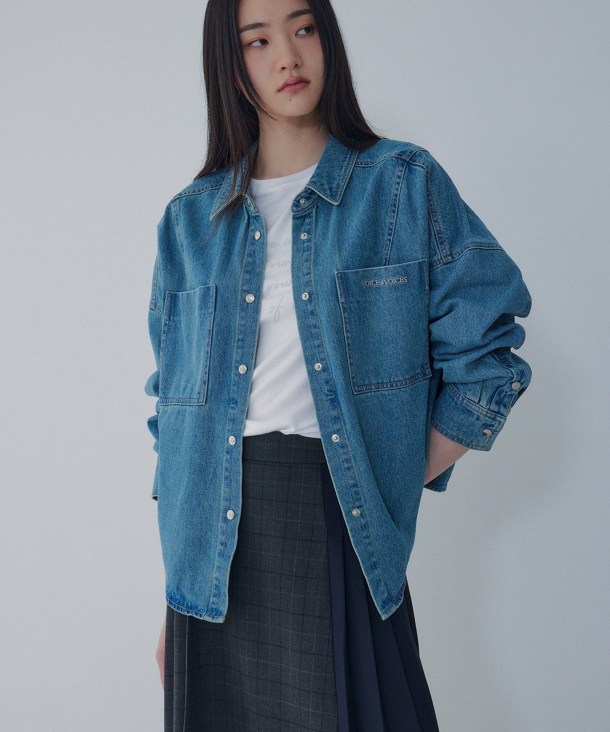 보브(VOICE OF VOICES) 워싱 데님 셔켓 _블루_7156360005