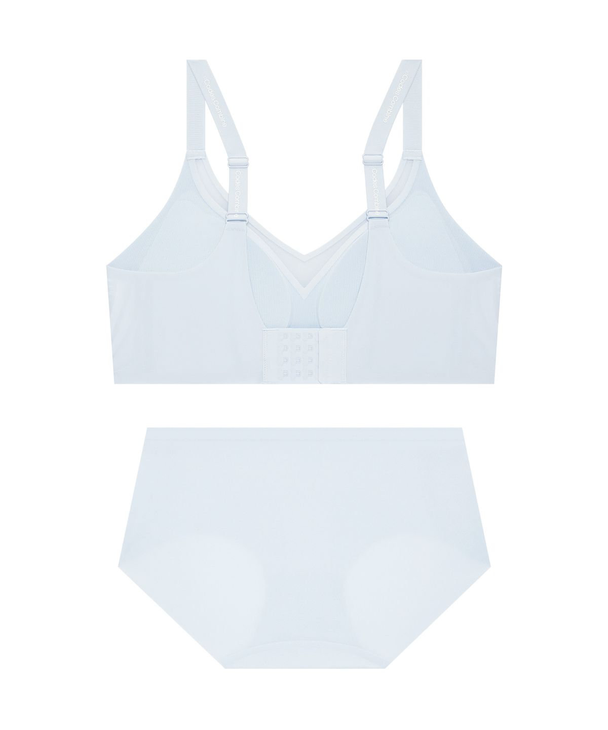 코데즈컴바인 이너웨어(CODES COMBINE INNERWEAR) [CD컵 전용] 브이넥 메쉬 심리스 브라 팬티 세트_라이트블루