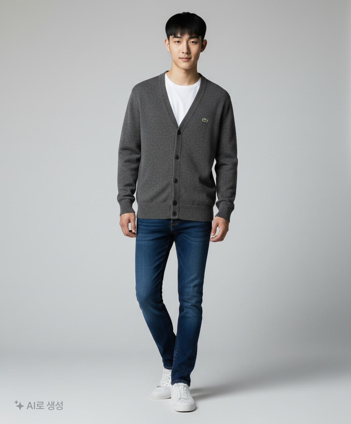 라코스테(LACOSTE) 남성 베이직 방모 와이넥 가디건 AH360E-52N EL6 105