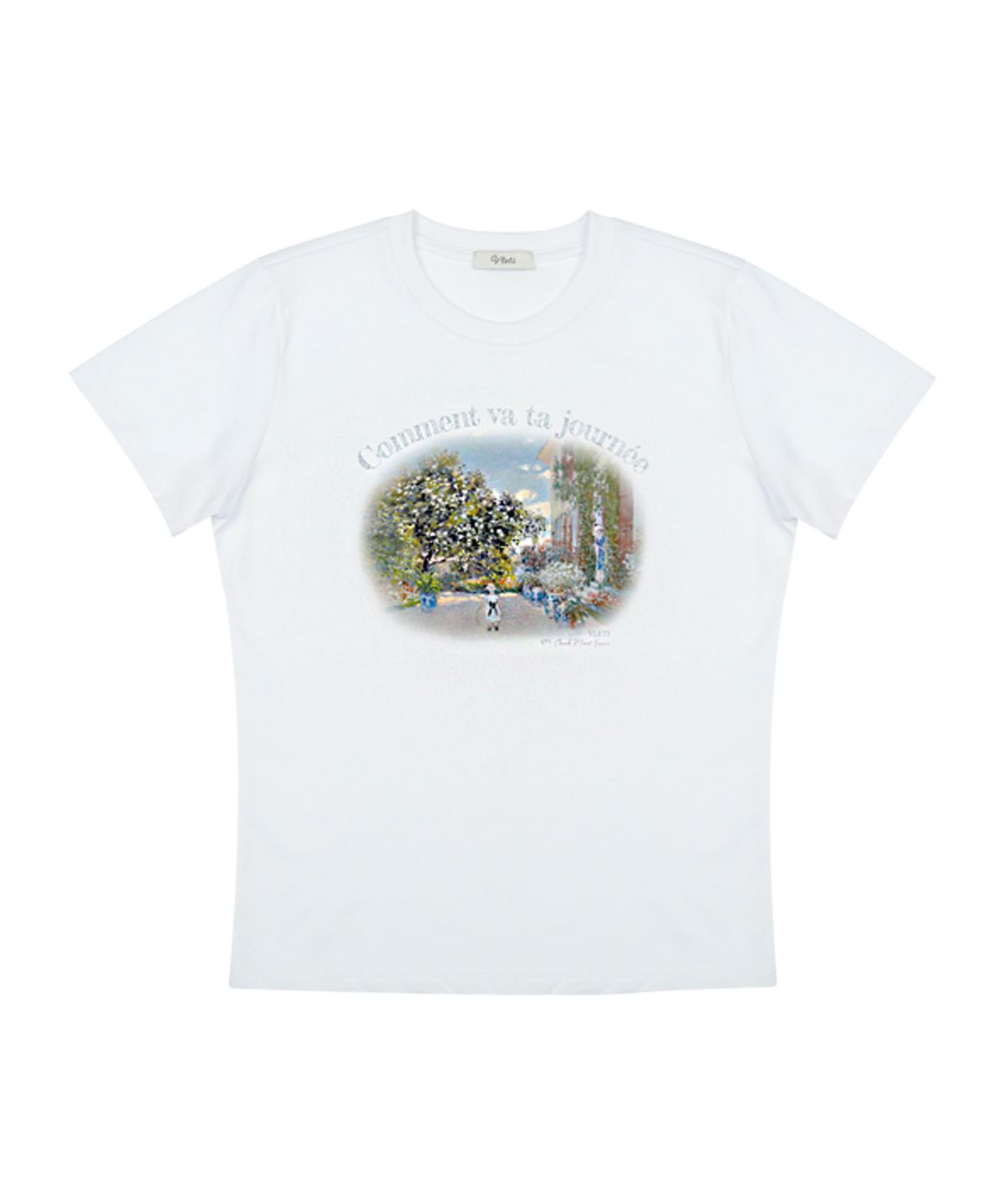 블레티(VLETI) Fluttering Leaf Artwork T-shirt (white)