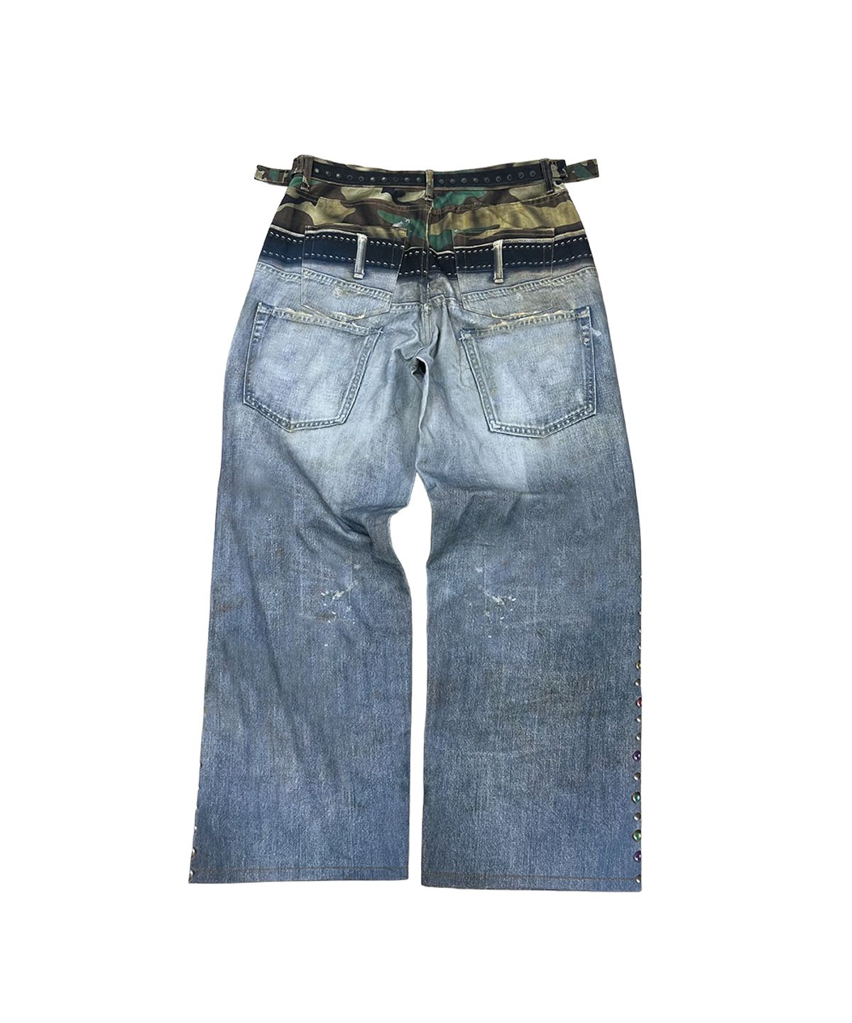 그레일즈(GRAILZ) CAMO LAYERED ILLUSION DENIM PANT [BLUE]