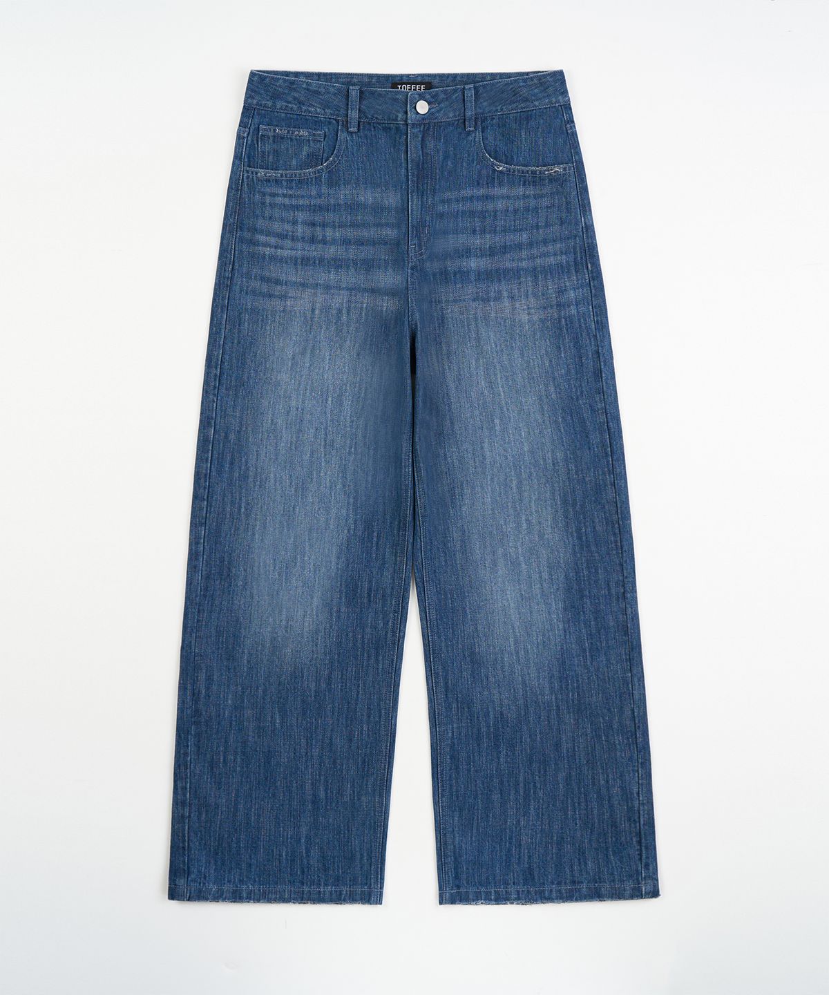 토피(TOFFEE) 빈티지 텍스쳐 스트레이트 데님 팬츠 (MEDIUM INDIGO)