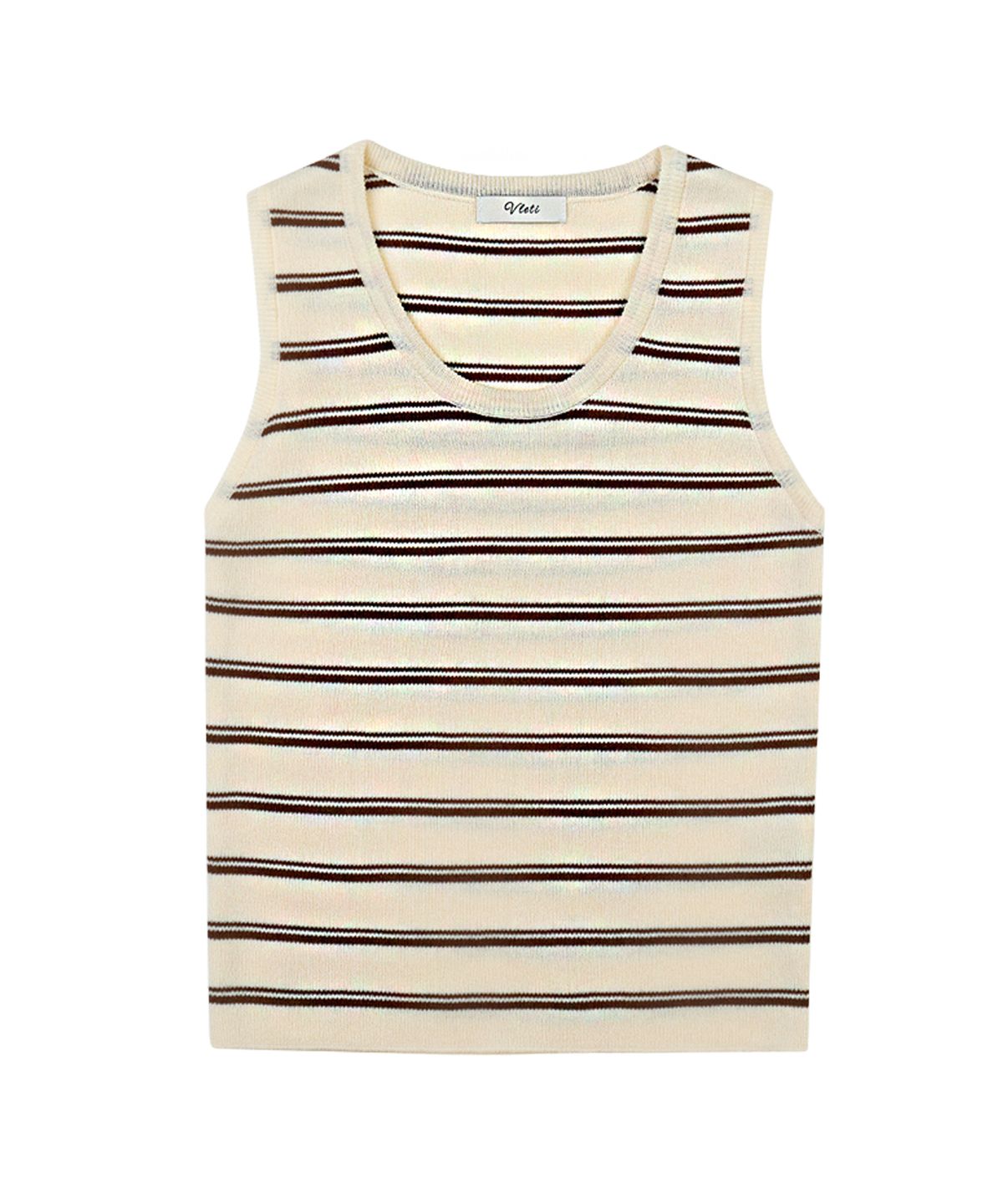 블레티(VLETI) Stripe Basic Round Knit Sleeveless (beige)
