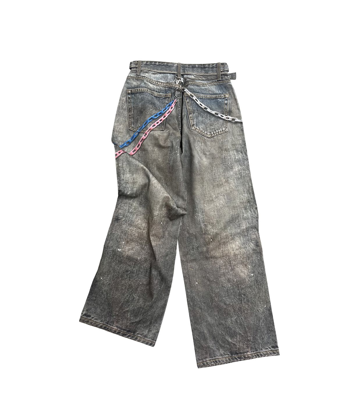 그레일즈(GRAILZ) VINTAGE KEY CHAIN ILLUSION DENIM PANTS [BLUE]