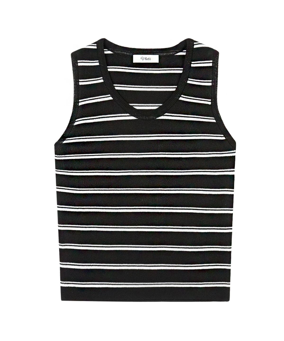 블레티(VLETI) Stripe Basic Round Knit Sleeveless (black)