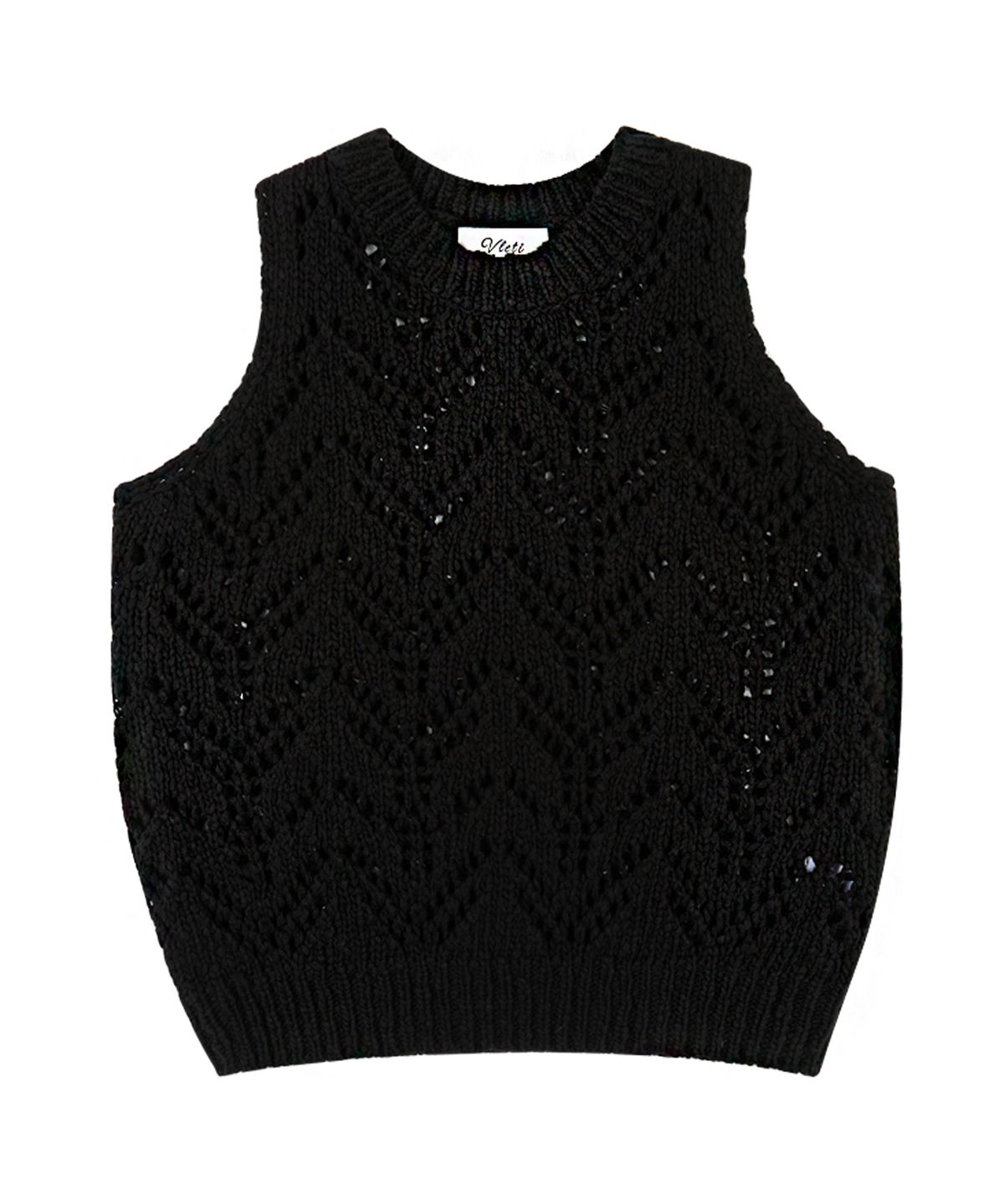 블레티(VLETI) Leaf Cotton Knit Sleeveless (black)