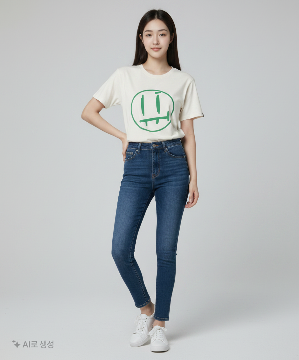 잇터(ITER) [FACE LINE] BIG FACE T-SHIRTS_WHITE/GREEN S