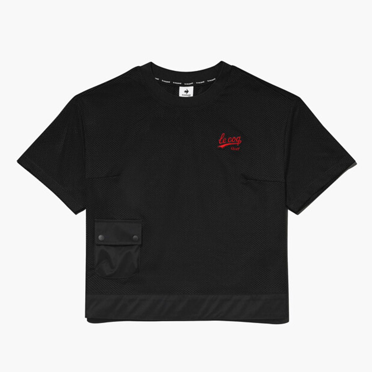 르꼬끄 골프(LECOQ GOLF) 여성 메쉬 커버업 반팔 티셔츠 _BLCK GR222LRS61