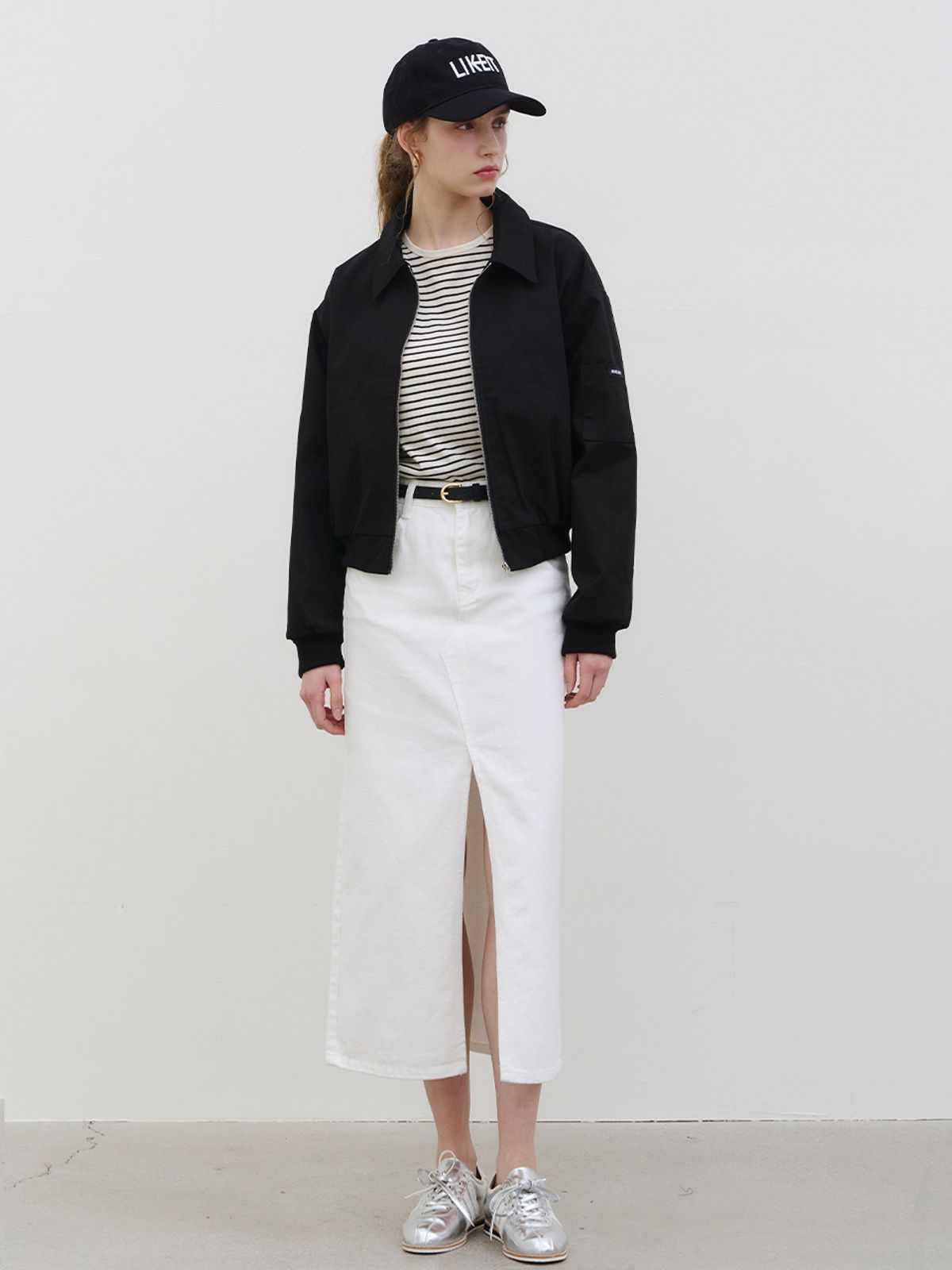 모어라이크잇(MORELIKEIT) 슬릿 클래식 데님 스커트 WHITE( XS 추가 / 3SIZE)