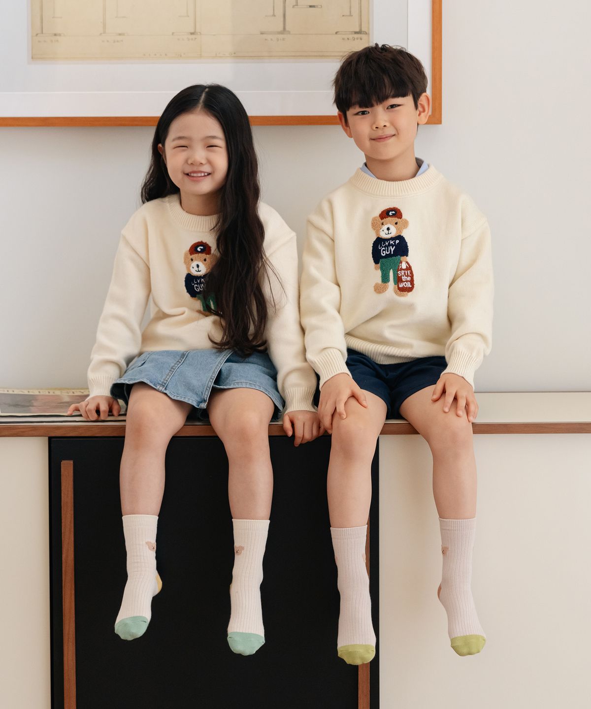 지지알엔(GGRN) [5 PACK] GGRN 키즈 토니 베어 양말