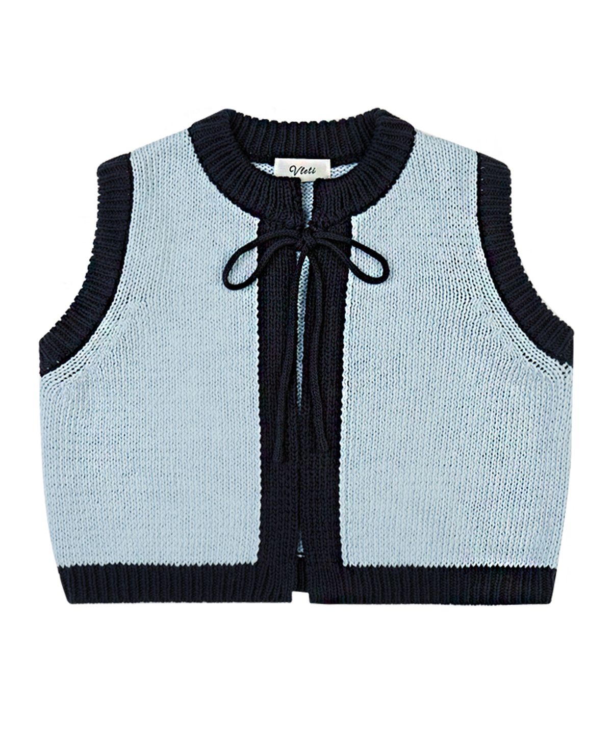 블레티(VLETI) Ribbon Cotton Knit Sleeveless Vest (sky blue)