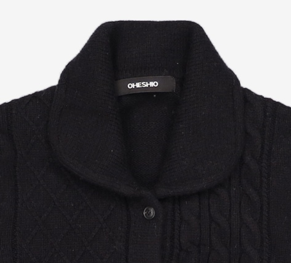 오헤시오(OHESHIO) ROUND COLLAR JACQUARD CARDIGAN, BLACK FREE