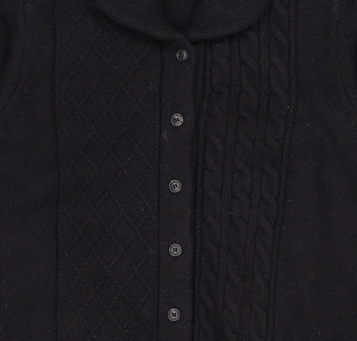 오헤시오(OHESHIO) ROUND COLLAR JACQUARD CARDIGAN, BLACK FREE
