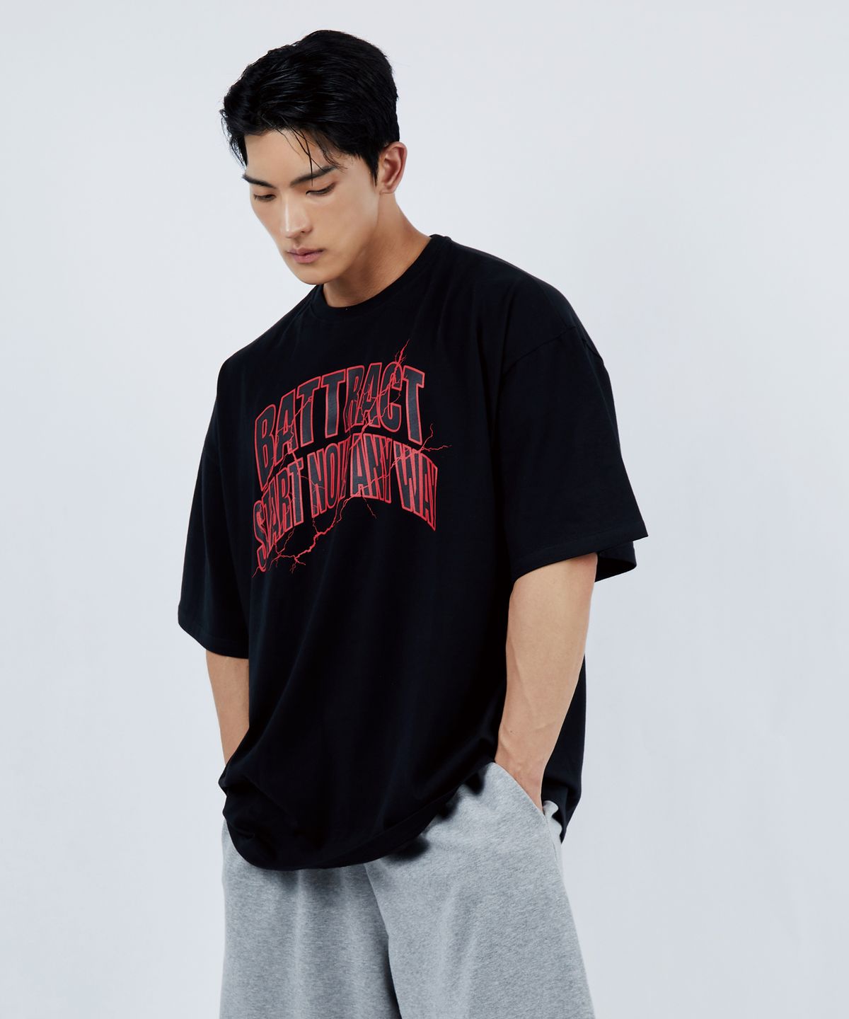 베트랙트(BATTRACT) 일레트로닉 애니웨이 오버핏 반팔티 [BLACK]
