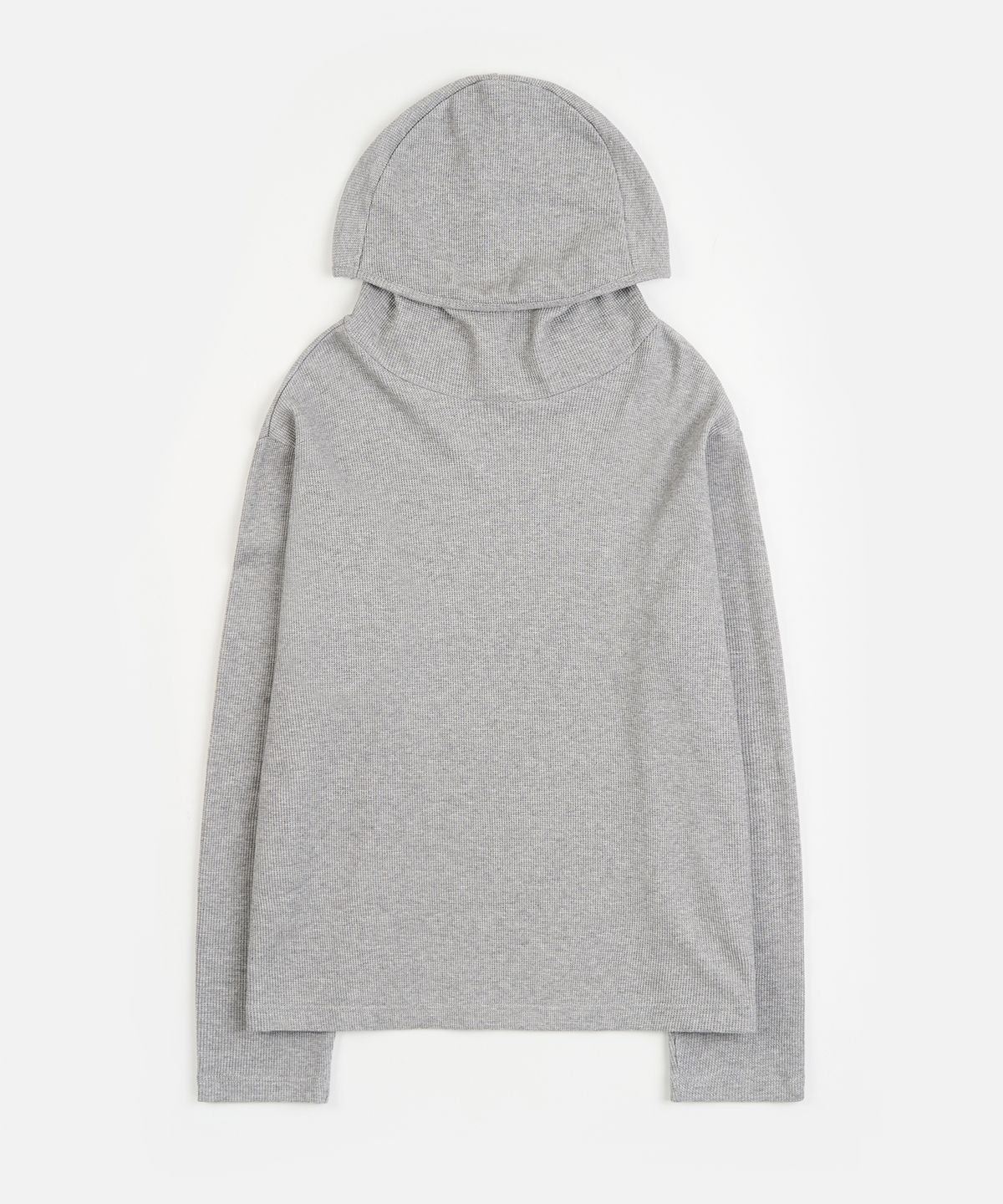 토피(TOFFEE) 와플 하이넥 후드 롱 슬리브 (GREY)