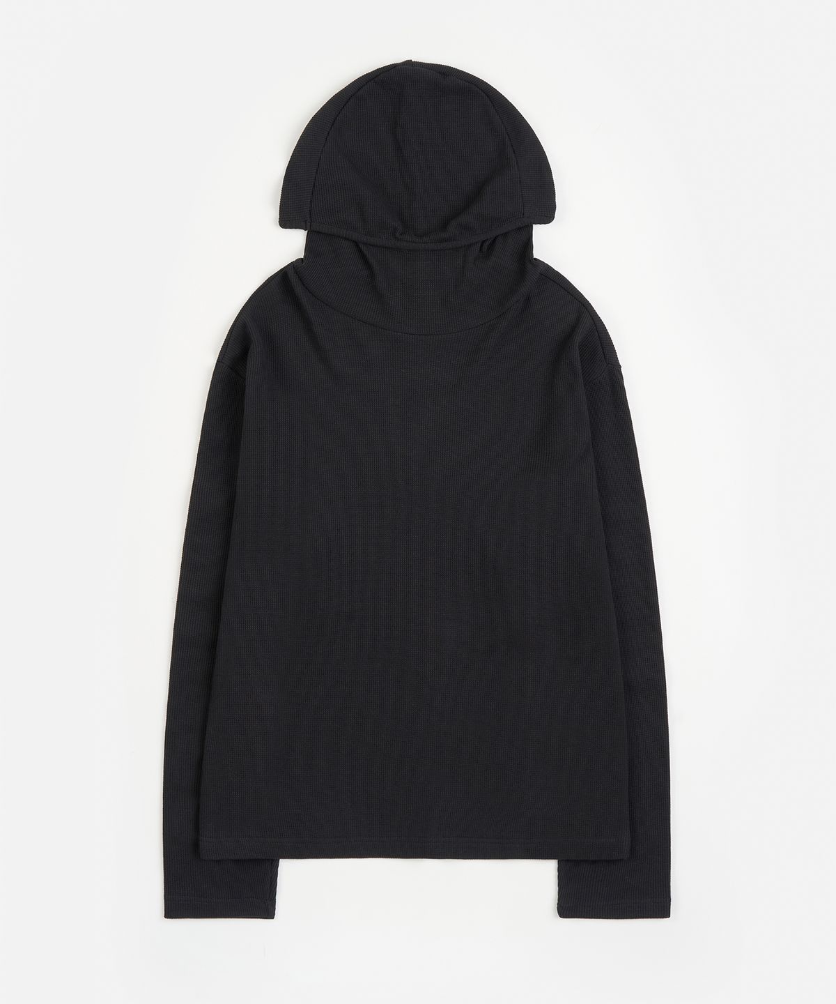 토피(TOFFEE) 와플 하이넥 후드 롱 슬리브 (BLACK)
