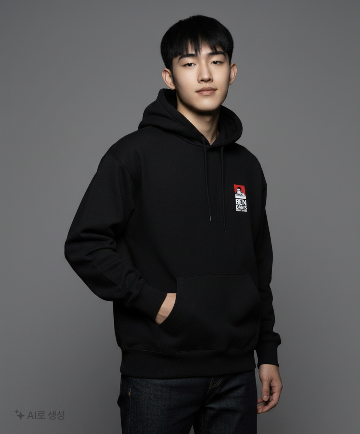 벤 데이비스(BEN DAVIS) 오리지널 코튼 후드 스웨트 셔츠 블랙(기모) L