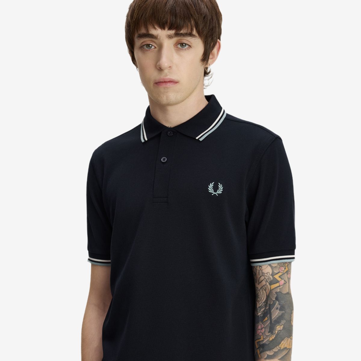 프레드페리(FRED PERRY) [M3600] 트윈 팁 프레드페리 셔츠 - 네이비/에크루/실버블루 AFPM2G33600-74C