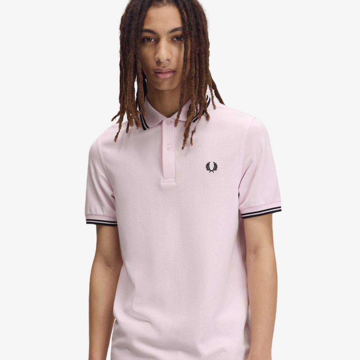 프레드페리(FRED PERRY) [M3600] 트윈 팁 프레드페리 셔츠 - 아이스핑크/네이비 AFPM2G33600-82C