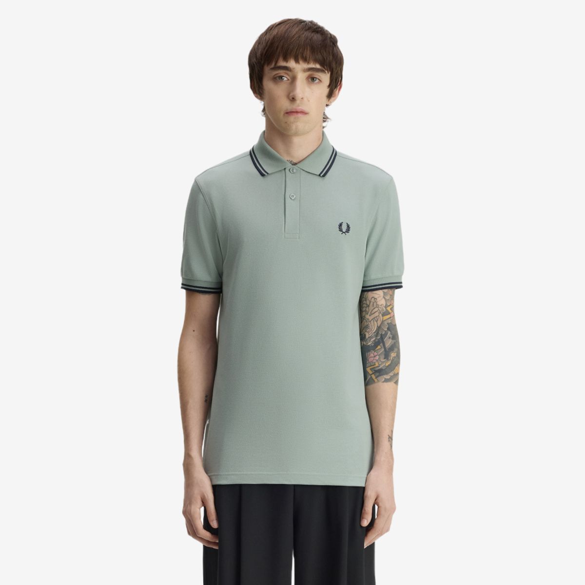 프레드페리(FRED PERRY) [M3600] 트윈 팁 프레드페리 셔츠 - 실버블루/다크에어포스 AFPM2G33600-71C