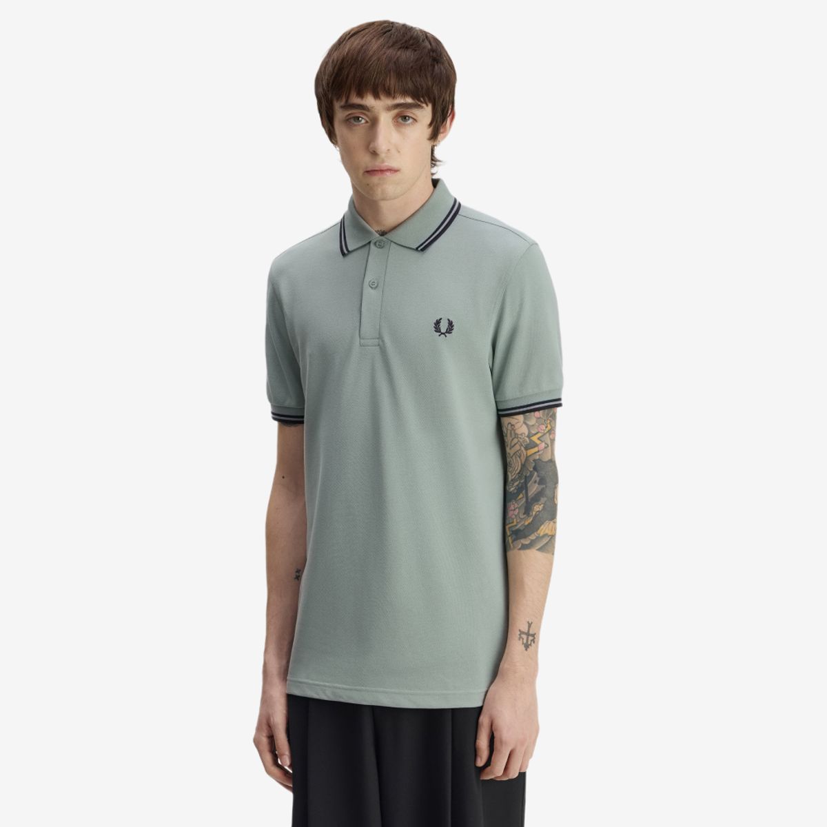 프레드페리(FRED PERRY) [M3600] 트윈 팁 프레드페리 셔츠 - 실버블루/다크에어포스 AFPM2G33600-71C