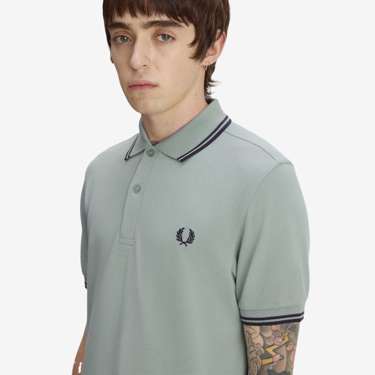 프레드페리(FRED PERRY) [M3600] 트윈 팁 프레드페리 셔츠 - 실버블루/다크에어포스 AFPM2G33600-71C