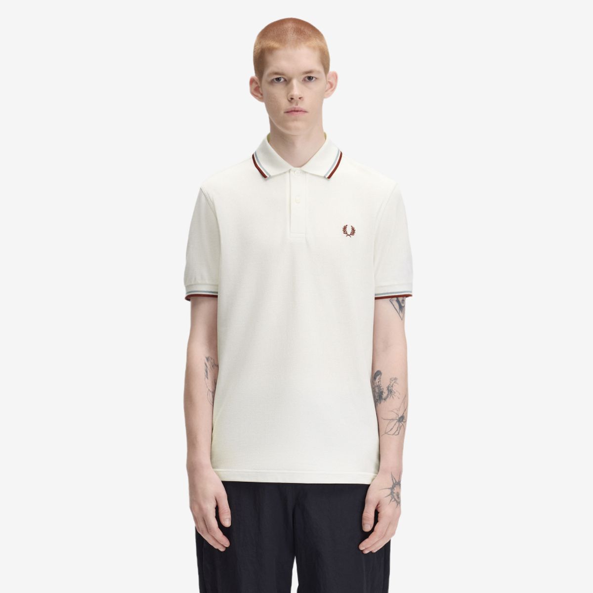 프레드페리(FRED PERRY) [M3600] 트윈 팁 프레드페리 셔츠 - 스노우화이트/실버블루/브랜디 AFPM2G33600-67C