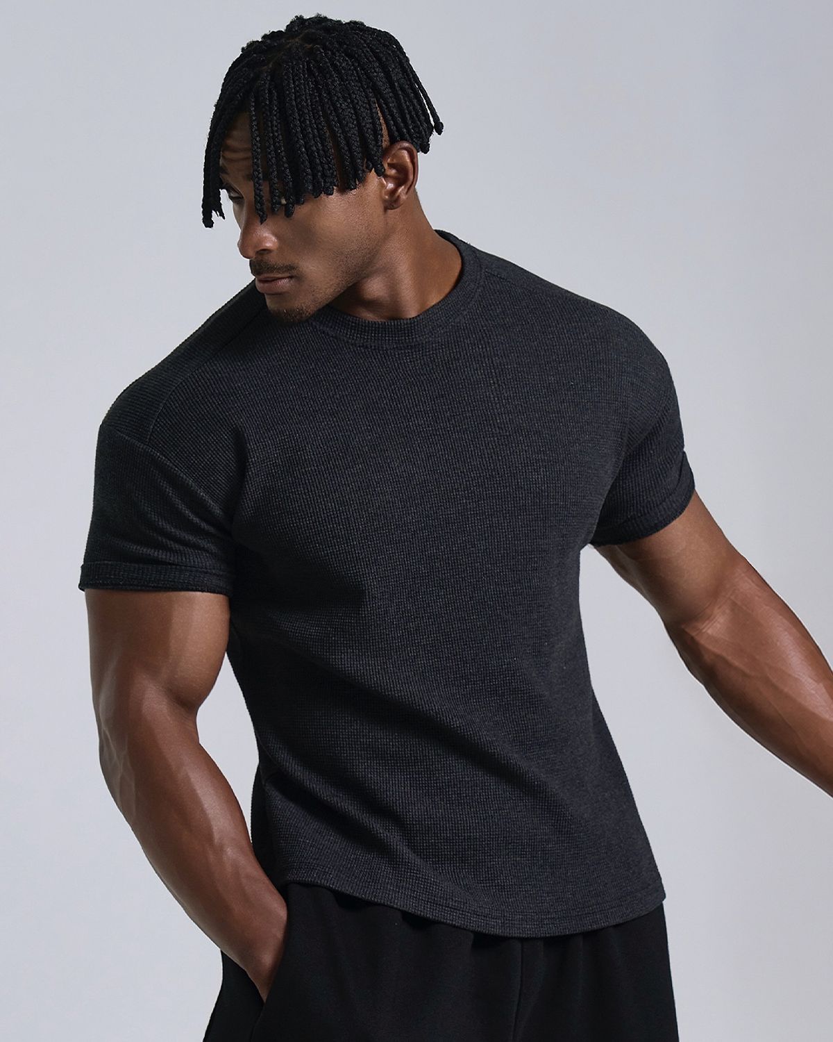베르만 어패럴(VERMANN APPAREL) 와플 머슬핏 반팔 티셔츠 2color