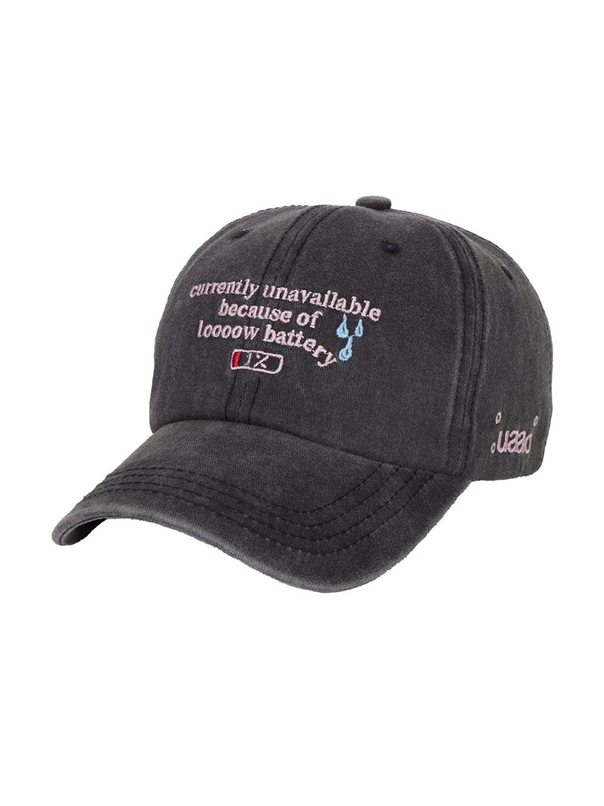 우아오(UAAO) 휴먼바때리 로고 스티치 데님 볼캡 (Black)