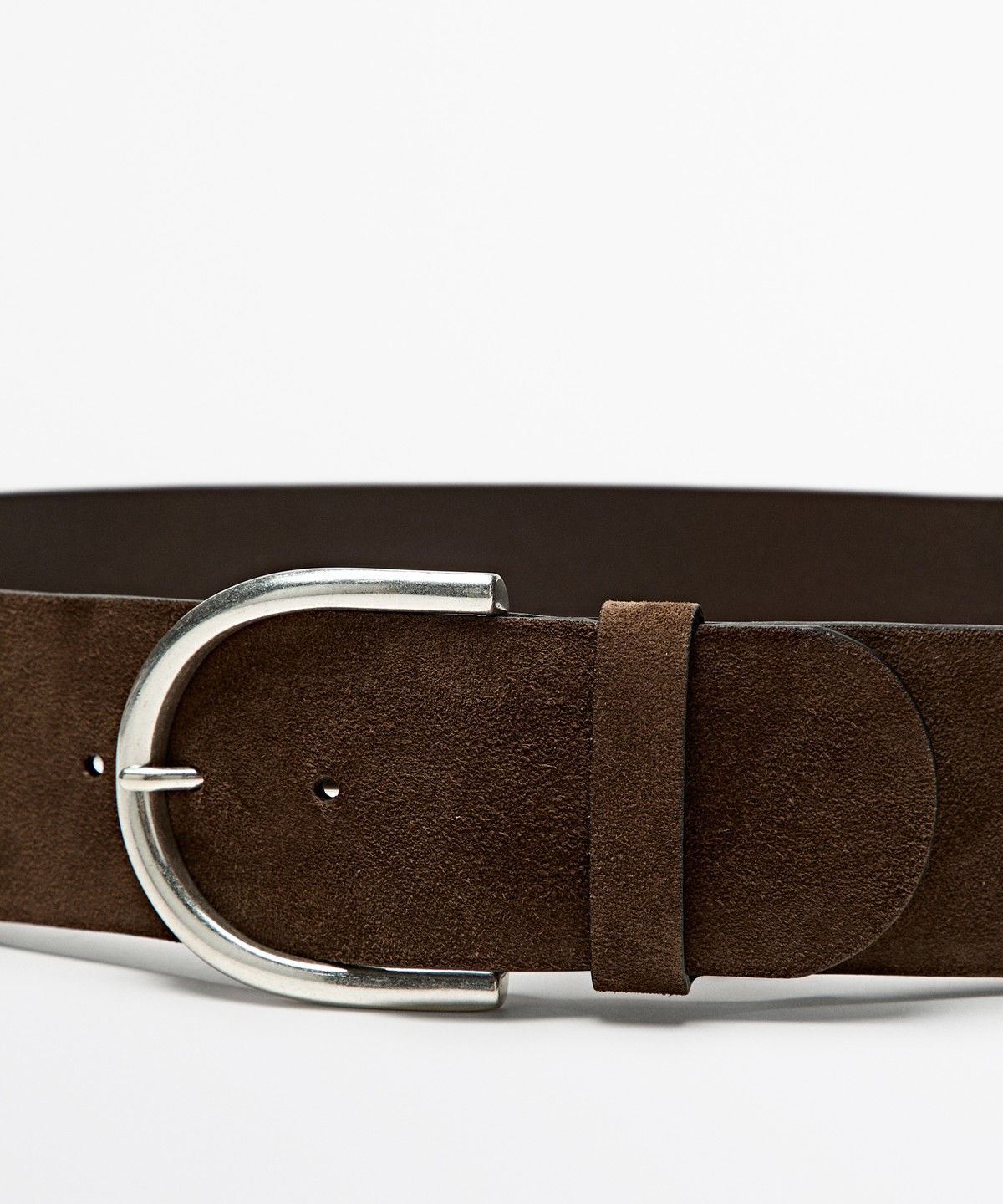마시모두띠(MASSIMO DUTTI) 스플릿 스웨이드 가죽 메탈 버클 벨트