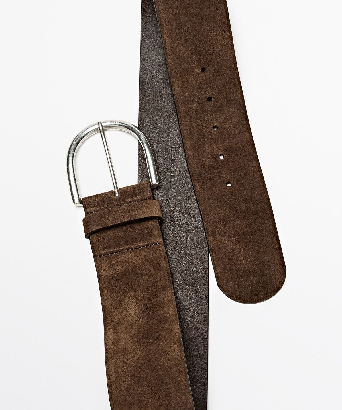 마시모두띠(MASSIMO DUTTI) 스플릿 스웨이드 가죽 메탈 버클 벨트