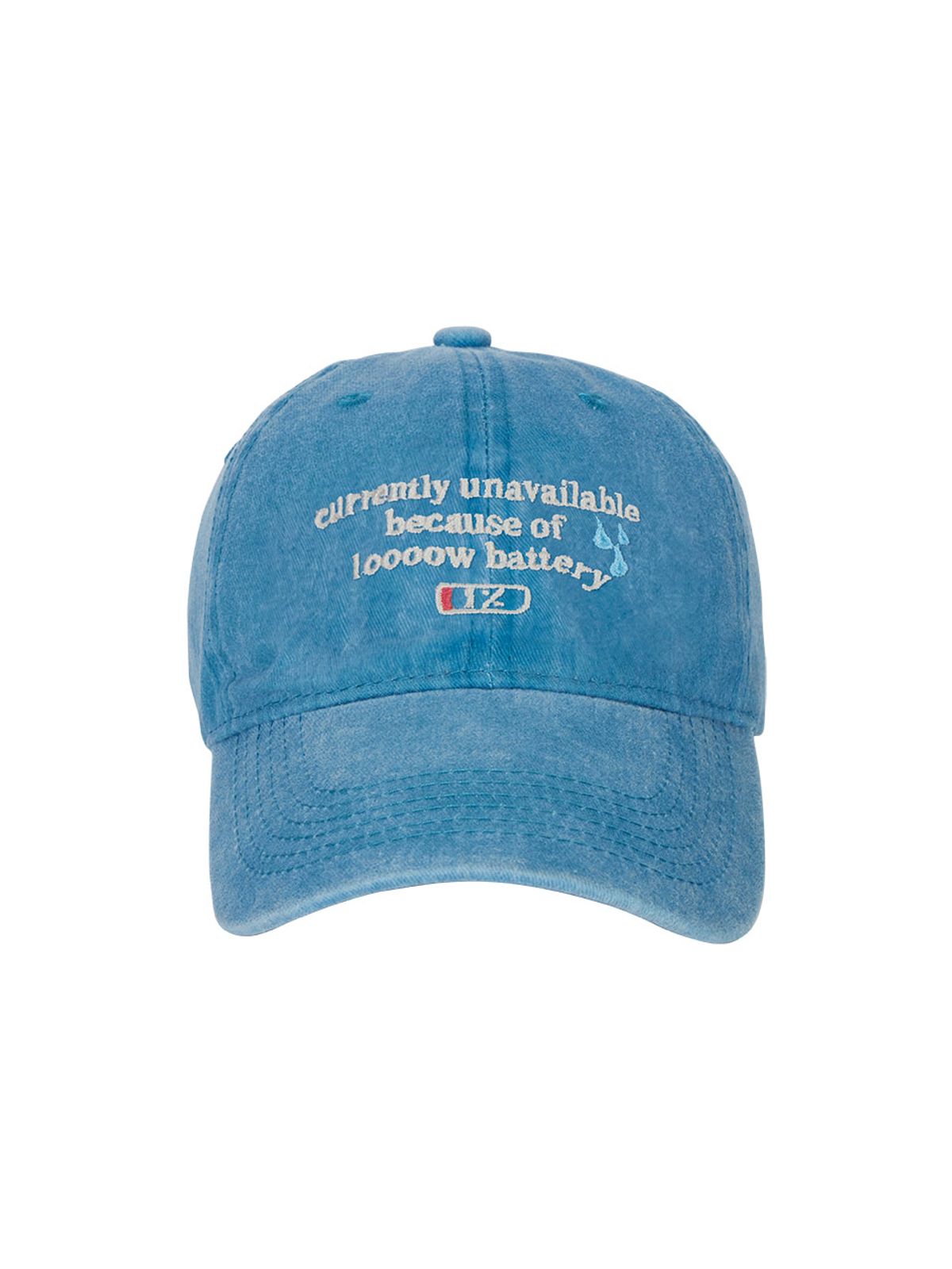 우아오(UAAO) 휴먼바때리 로고 스티치 데님 볼캡 (Mineral Blue)