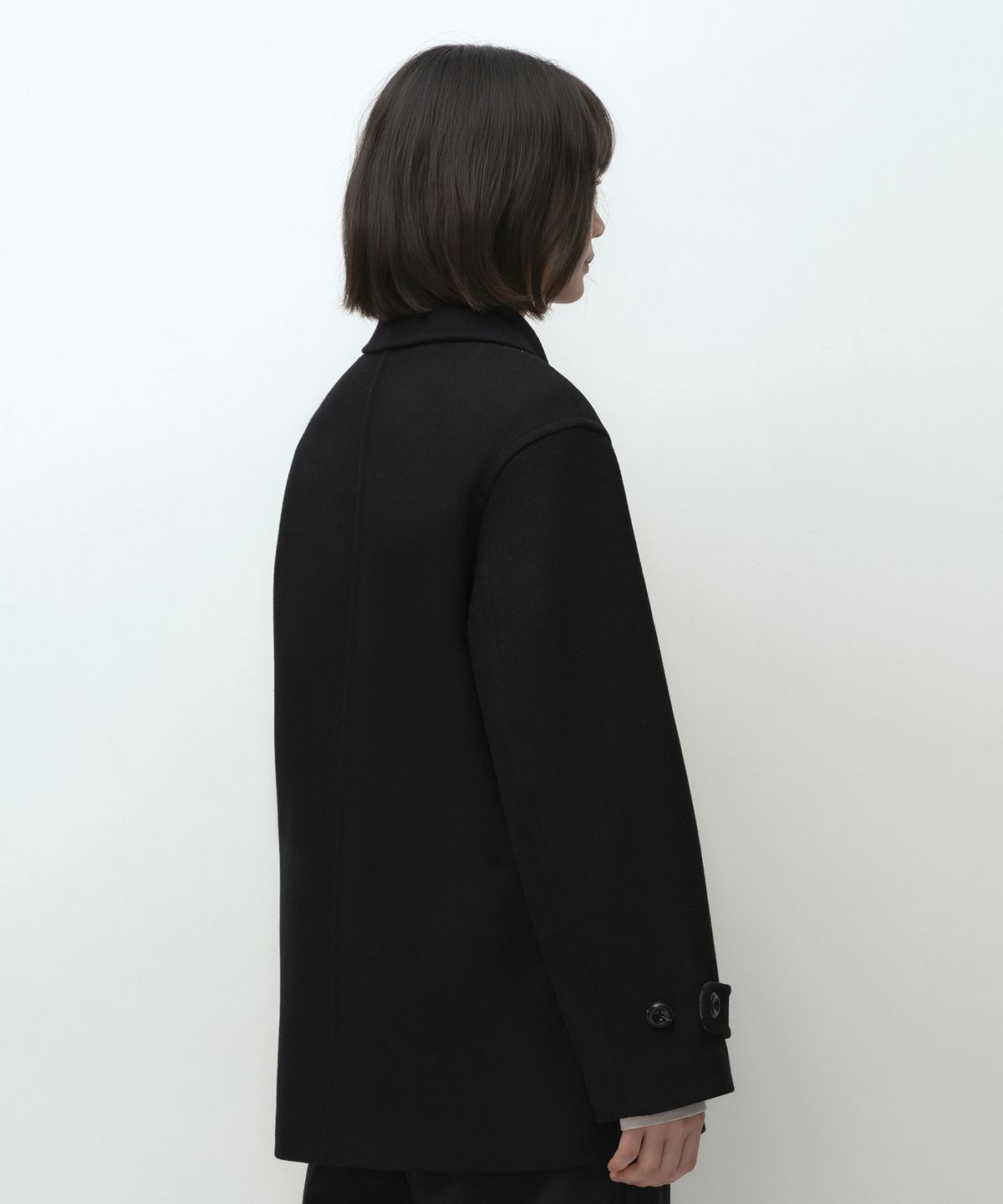 무신사 스탠다드 우먼(MUSINSA STANDARD WOMAN) [오헤시오 컬래버] 캐시미어 블렌드 더블 하프 코트 [블랙]