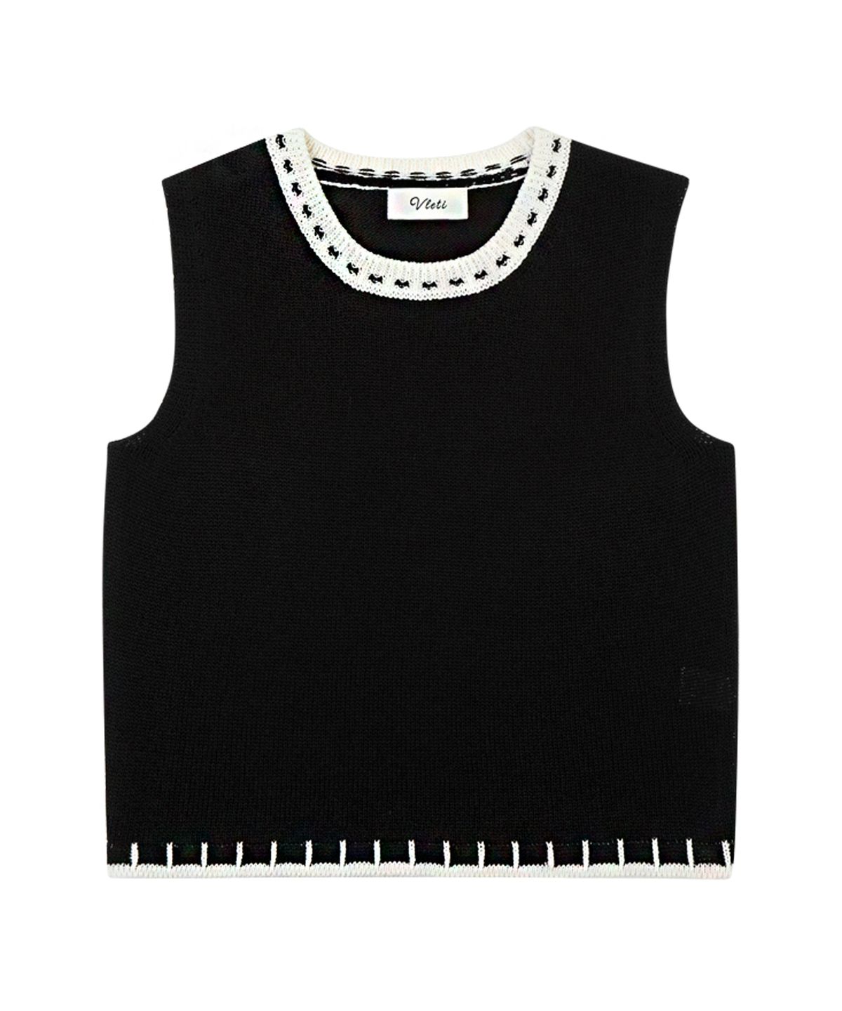 블레티(VLETI) Viscose Color Scheme Knit Sleeveless (black)