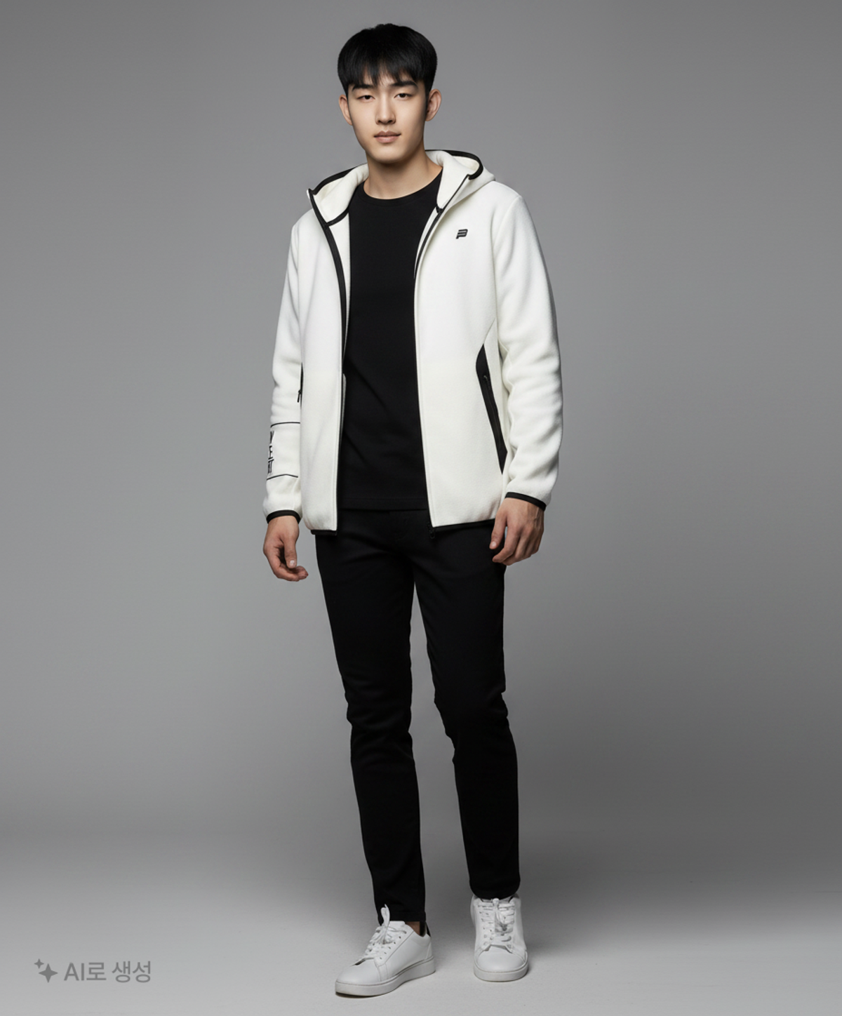 빈폴 스포츠(BEANPOLE SPORT) 아이보리 남성 브러쉬드 플리스 후드 집업 티셔츠 (BO9X41F010) 100
