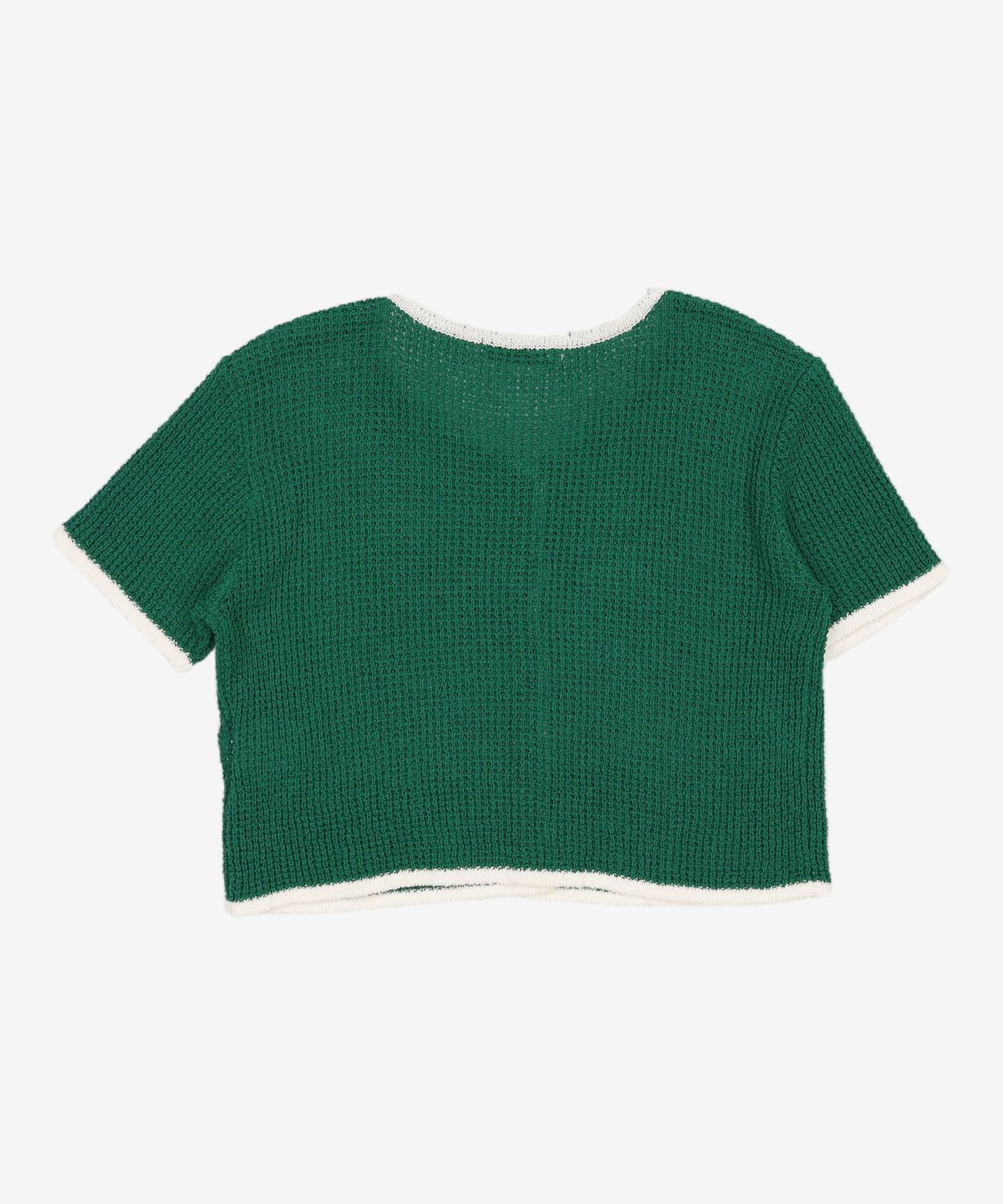 미쏘(MIXXO) 라운드넥 배색 반팔 가디건 MIWCKC714T S